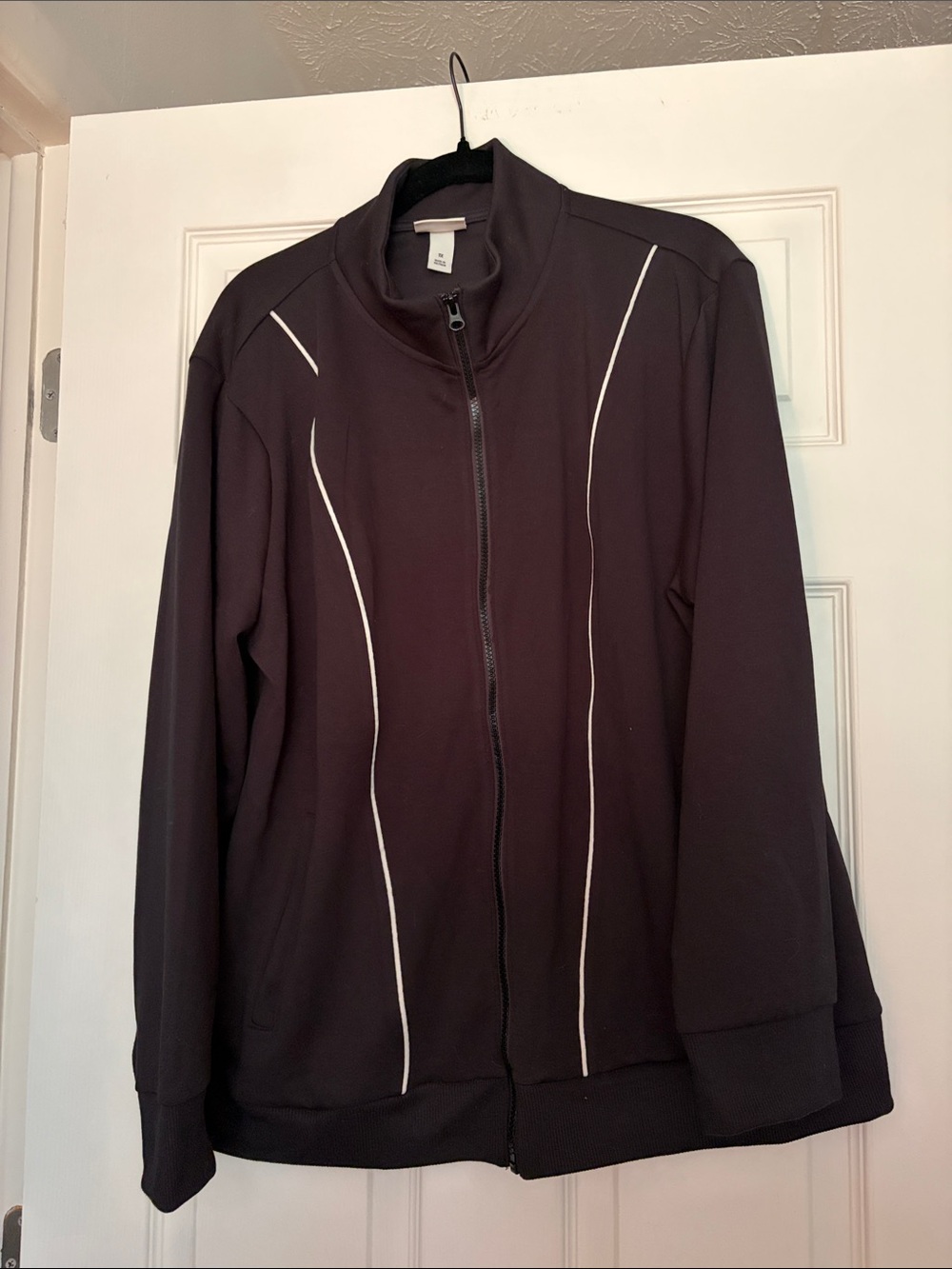 Ava & Viv Black Track Jacket with White Piping Detail